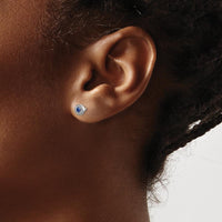 14K White Gold Sapphire and Diamond Halo Stud Earrings - 0.11 Carat Total Gem Weight by Monteluci Fine Jewelry