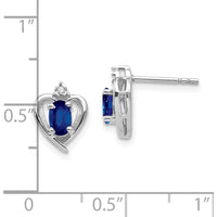 14K White Gold Sapphire and Diamond Heart Post Earrings - 0.293 Carat Total Sapphire Weight by Oro Pregiato