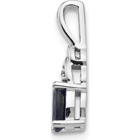 14K White Gold Sapphire and Diamond Pendant - 0.6 Carat Oval Sapphire, 0.006 Carat Diamond Accent by Oro Pregiato