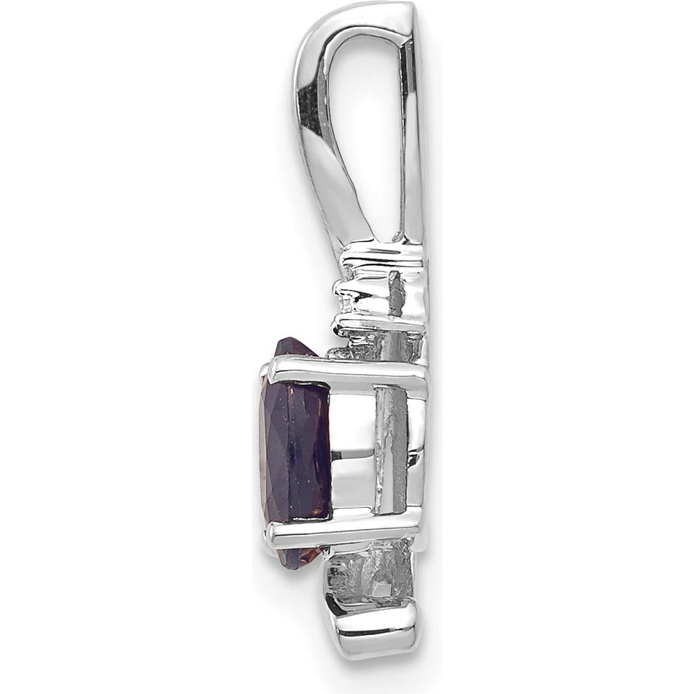 14K White Gold Sapphire and Diamond Pendant - 0.6 Carat Oval Sapphire, 0.007 Carat Round Diamonds by Oro Pregiato