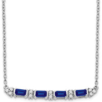14K White Gold Sapphire and Diamond Pendant Necklace - 0.144 Carat Sapphire, 0.008 Carat Diamond Total Weight by Lumare Gioia