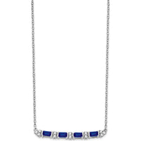 14K White Gold Sapphire and Diamond Pendant Necklace - 0.144 Carat Sapphire, 0.008 Carat Diamond Total Weight by Lumare Gioia