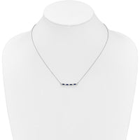 14K White Gold Sapphire and Diamond Pendant Necklace - 0.144 Carat Sapphire, 0.008 Carat Diamond Total Weight by Lumare Gioia