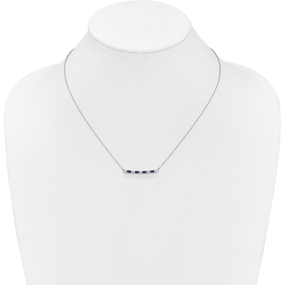 14K White Gold Sapphire and Diamond Pendant Necklace - 0.144 Carat Sapphire, 0.008 Carat Diamond Total Weight by Lumare Gioia