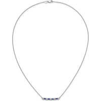 14K White Gold Sapphire and Diamond Pendant Necklace - 0.144 Carat Sapphire, 0.008 Carat Diamond Total Weight by Lumare Gioia