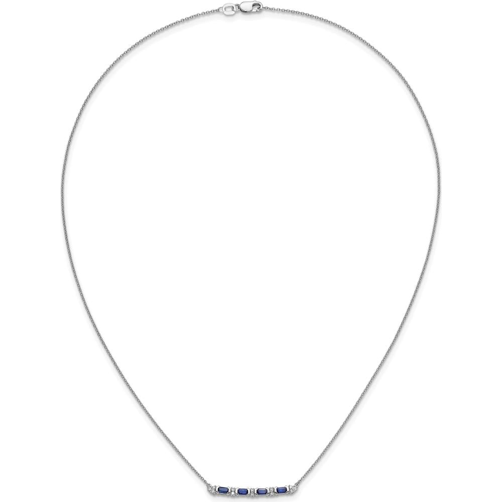 14K White Gold Sapphire and Diamond Pendant Necklace - 0.144 Carat Sapphire, 0.008 Carat Diamond Total Weight by Lumare Gioia