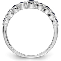 14K White Gold Sapphire and Diamond Polished Ring - 0.35 Carat Total Sapphire Weight, 0.09 Carat Total Diamond Weight by 0