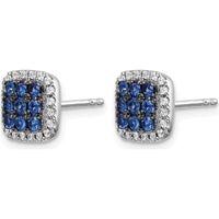 14K White Gold Sapphire and Diamond Post Earrings - 0.08 Carat Total Sapphire Weight, 0.005 Carat Total Diamond Weight by Monteluci Fine Jewelry