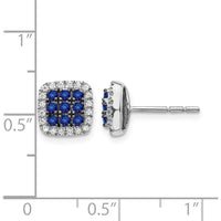 14K White Gold Sapphire and Diamond Post Earrings - 0.08 Carat Total Sapphire Weight, 0.005 Carat Total Diamond Weight by Monteluci Fine Jewelry