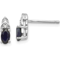 14K White Gold Sapphire and Diamond Post Earrings - 0.293 Carat Total Sapphire Weight, 0.01 Carat Total Diamond Weight by Oro Pregiato