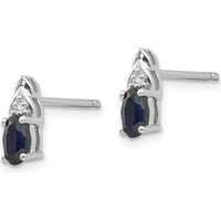 14K White Gold Sapphire and Diamond Post Earrings - 0.293 Carat Total Sapphire Weight, 0.01 Carat Total Diamond Weight by Oro Pregiato