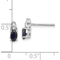 14K White Gold Sapphire and Diamond Post Earrings - 0.293 Carat Total Sapphire Weight, 0.01 Carat Total Diamond Weight by Oro Pregiato