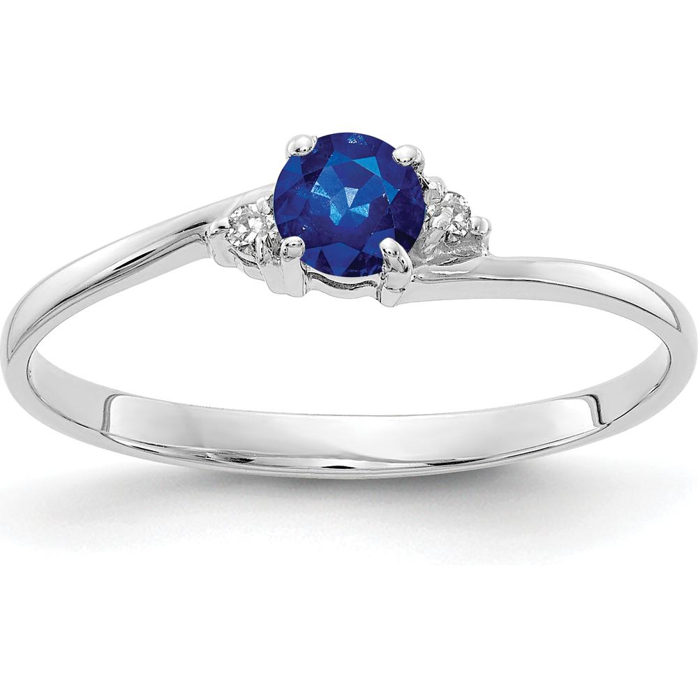 14K White Gold Sapphire and Diamond Ring - 0.35 Carat Sapphire, 0.016 Carat Diamond Total Weight by Monteluci Fine Jewelry