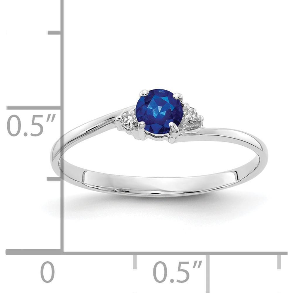 14K White Gold Sapphire and Diamond Ring - 0.35 Carat Sapphire, 0.016 Carat Diamond Total Weight by Monteluci Fine Jewelry