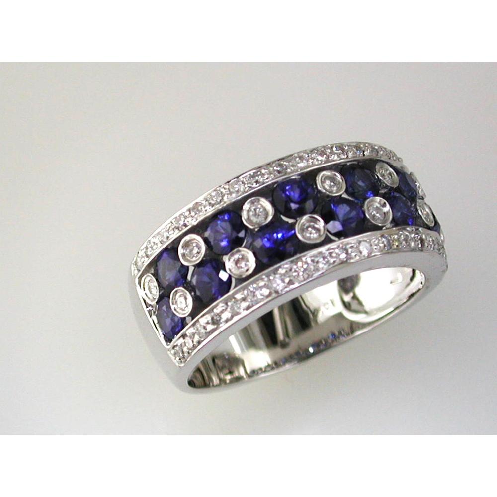 14K White Gold Sapphire & Diamond Ring - 2.15 Carats Total Gem Weight