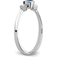 14K White Gold Sapphire and Diamond Ring with Cushion Cut Sapphire - 0.2 Carat Sapphire, 0.04 Carat Total Diamond Weight by 0