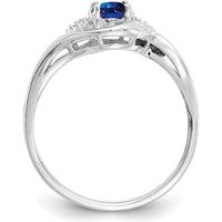14K White Gold Sapphire and Diamond Ring with Oval Sapphire - 0.6 Carat Total Sapphire Weight by Oro Pregiato