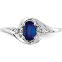 14K White Gold Sapphire and Diamond Ring with Oval Sapphire - 0.6 Carat Total Sapphire Weight by Oro Pregiato