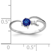 14K White Gold Sapphire and Diamond Ring with Round Faceted Stones - 0.36 Carat Total Weight by Monteluci Fine Jewelry