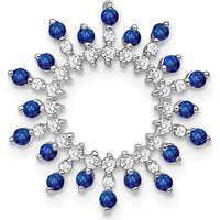 14K White Gold Sapphire and Diamond Snowflake Chain Slide - 0.007 Carat Total Diamond Weight by Lumare Gioia