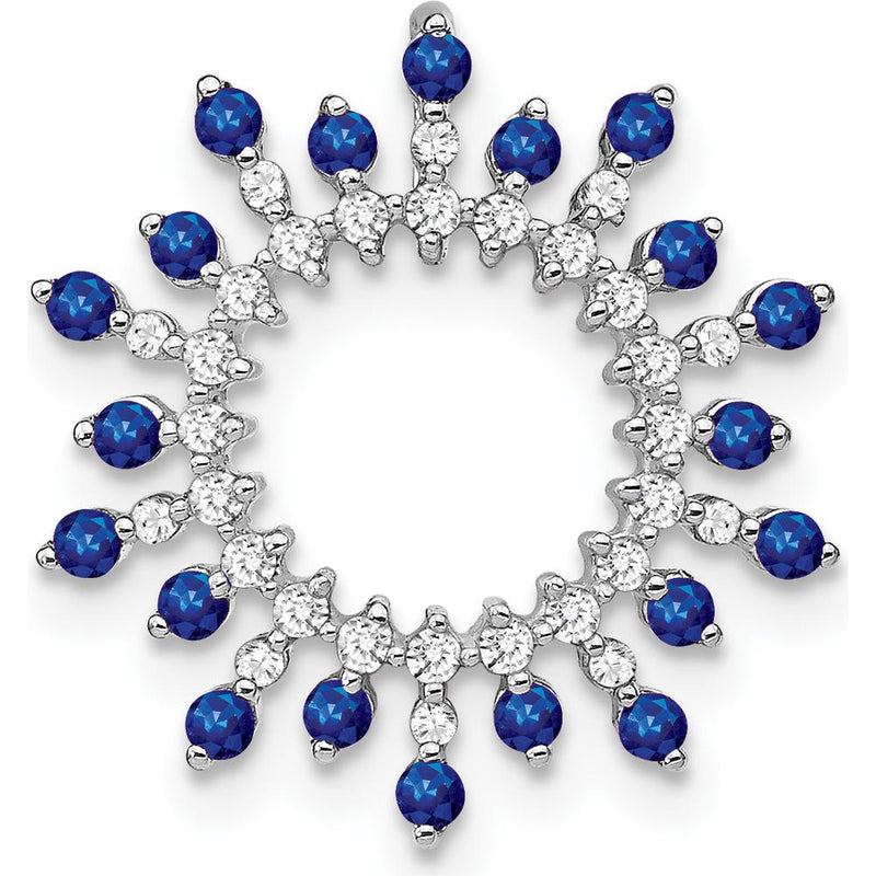 14K White Gold Sapphire and Diamond Snowflake Chain Slide - 0.007 Carat Total Diamond Weight by Lumare Gioia