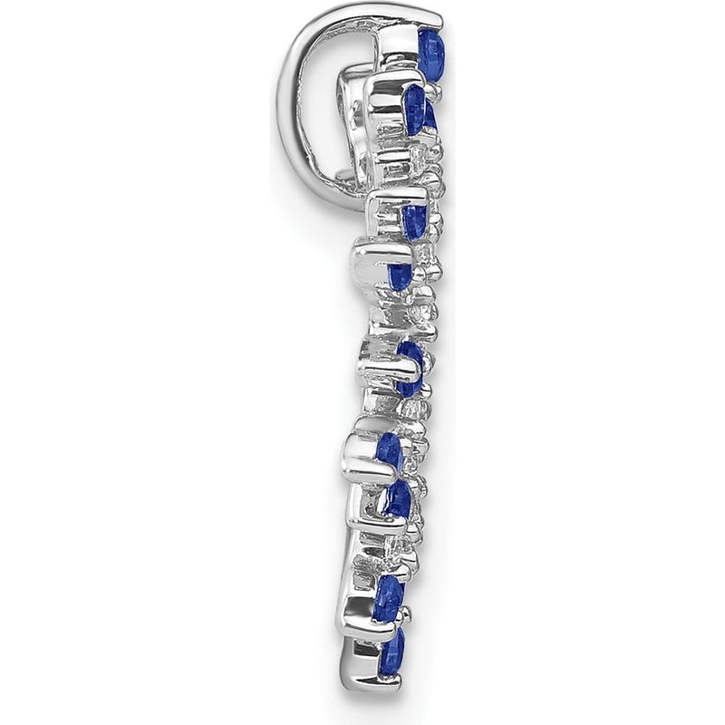 14K White Gold Sapphire and Diamond Snowflake Chain Slide - 0.007 Carat Total Diamond Weight by Lumare Gioia