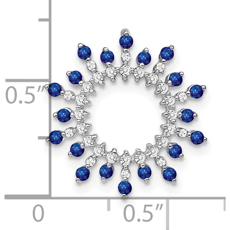 14K White Gold Sapphire and Diamond Snowflake Chain Slide - 0.007 Carat Total Diamond Weight by Lumare Gioia
