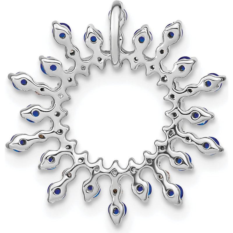 14K White Gold Sapphire and Diamond Snowflake Chain Slide - 0.007 Carat Total Diamond Weight by Lumare Gioia