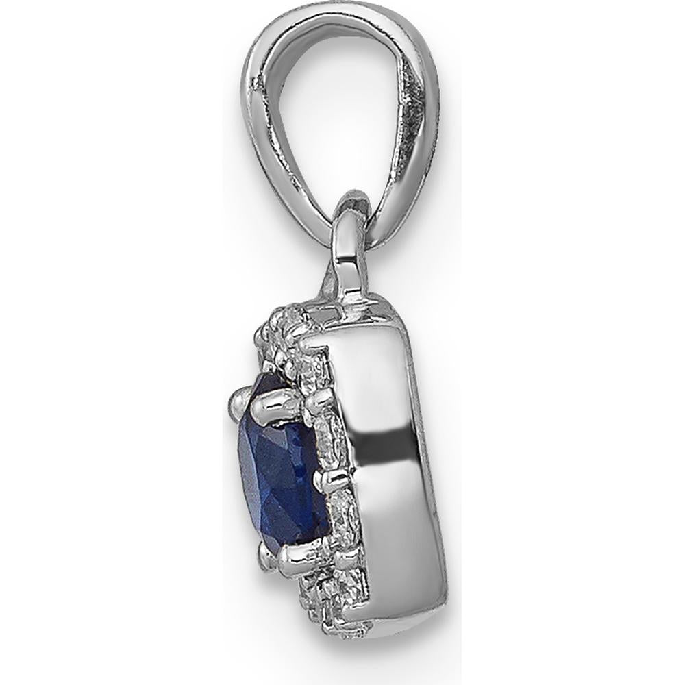 14K White Gold Sapphire and Diamond Square Halo Pendant - 0.20 Carat Sapphire, 0.096 Carat Diamond by Lumare Gioia