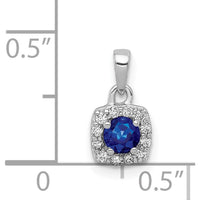 14K White Gold Sapphire and Diamond Square Halo Pendant - 0.20 Carat Sapphire, 0.096 Carat Diamond by Lumare Gioia