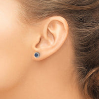 14K White Gold Sapphire and Diamond Stud Earrings with Jacket - 0.68 Carats Total Sapphire Weight, 0.06 Carats Total Diamond Weight by Monteluci Fine Jewelry
