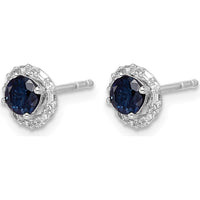 14K White Gold Sapphire and Diamond Stud Earrings with Jacket - 0.68 Carats Total Sapphire Weight, 0.06 Carats Total Diamond Weight by Monteluci Fine Jewelry