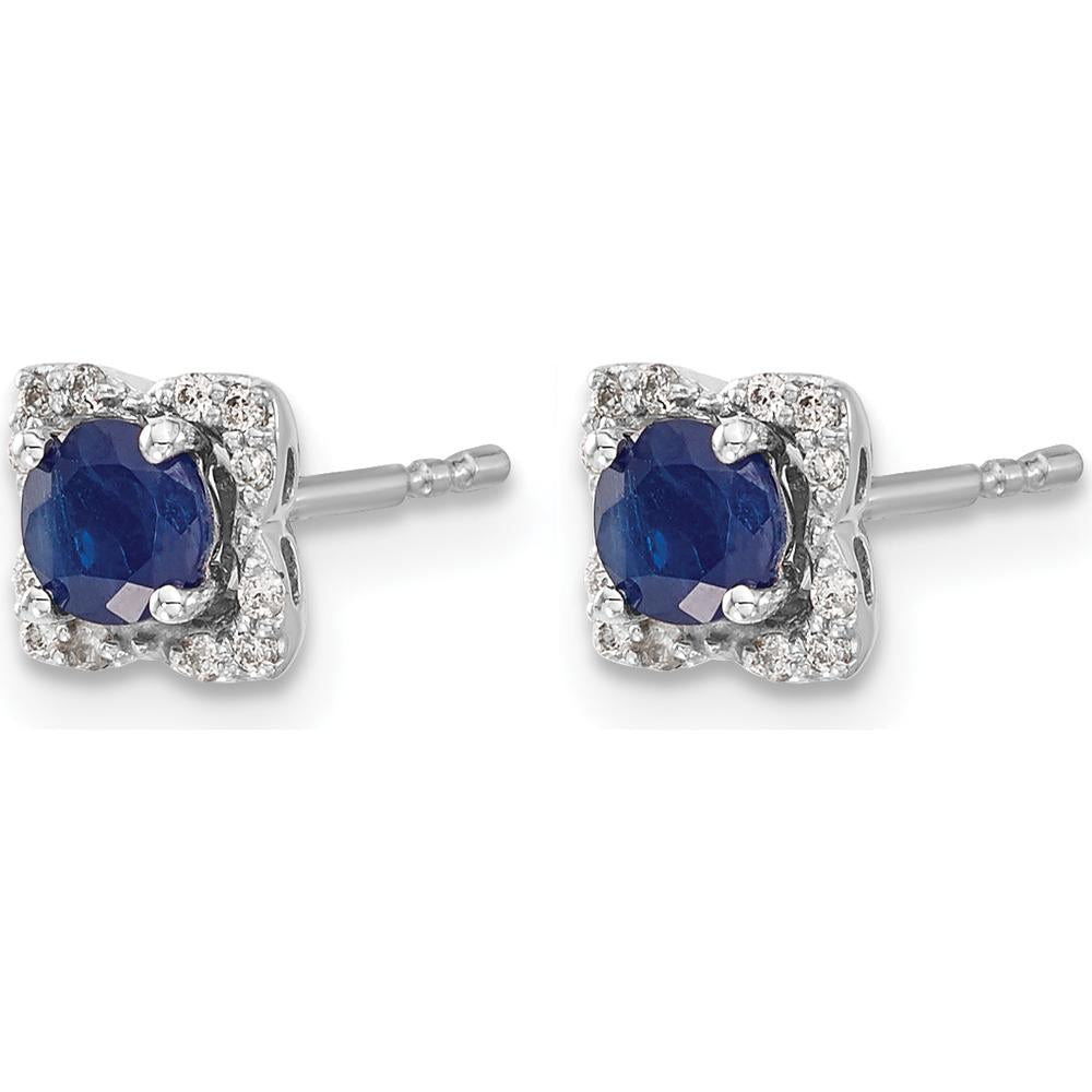 14K White Gold Sapphire and Diamond Stud Earrings with Removable Jacket - 0.34 Carats Sapphire, 0.004 Carats Diamond by Monteluci Fine Jewelry