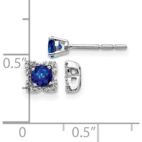 14K White Gold Sapphire and Diamond Stud Earrings with Removable Jacket - 0.34 Carats Sapphire, 0.004 Carats Diamond by Monteluci Fine Jewelry