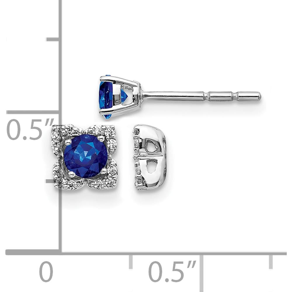 14K White Gold Sapphire and Diamond Stud Earrings with Removable Jacket - 0.34 Carats Sapphire, 0.004 Carats Diamond by Monteluci Fine Jewelry