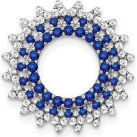 14K White Gold Sapphire and Diamond Sunburst Pendant - 0.54 Carat Total Sapphire Weight, 0.22 Carat Total Diamond Weight by Lumare Gioia