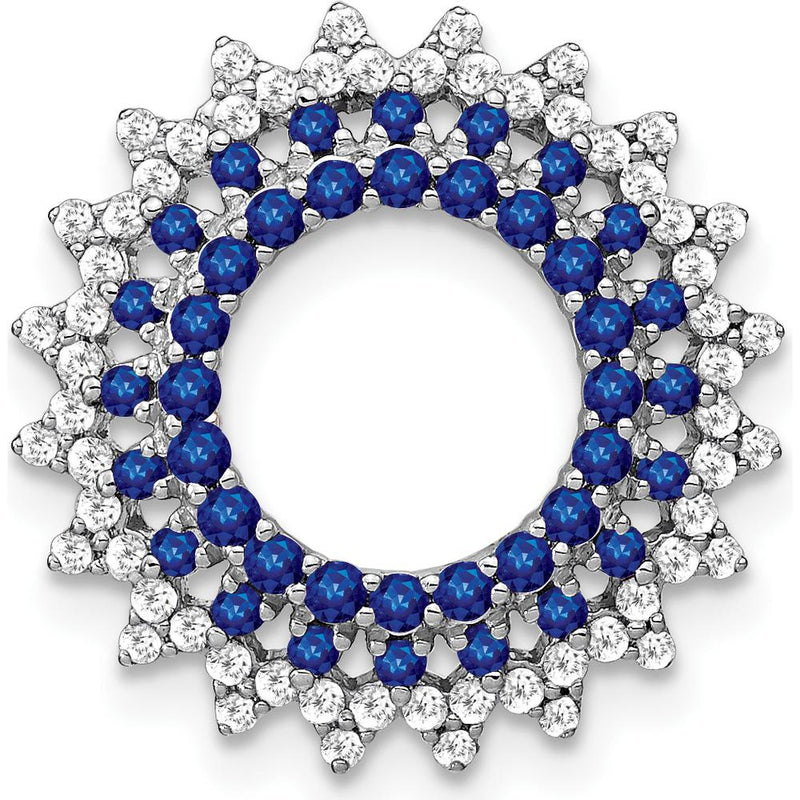 14K White Gold Sapphire and Diamond Sunburst Pendant - 0.54 Carat Total Sapphire Weight, 0.22 Carat Total Diamond Weight by Lumare Gioia