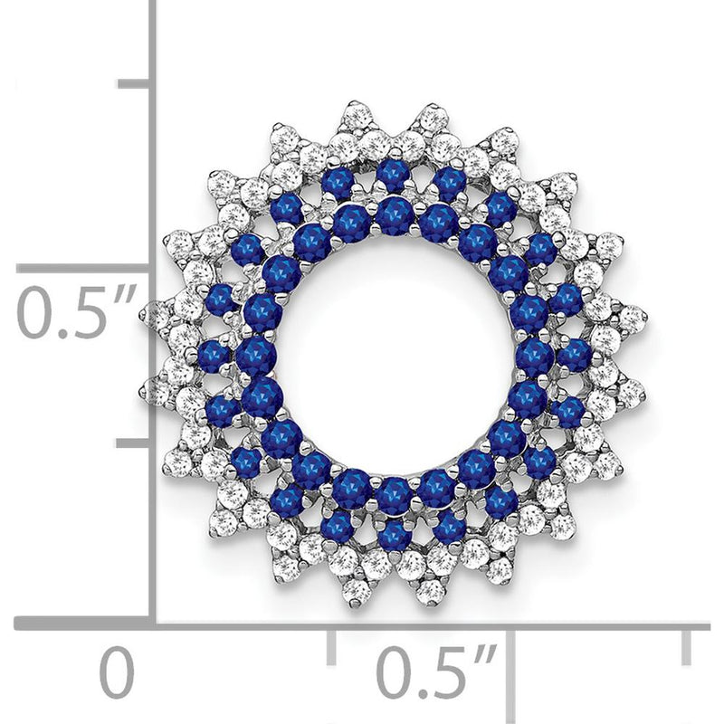 14K White Gold Sapphire and Diamond Sunburst Pendant - 0.54 Carat Total Sapphire Weight, 0.22 Carat Total Diamond Weight by Lumare Gioia