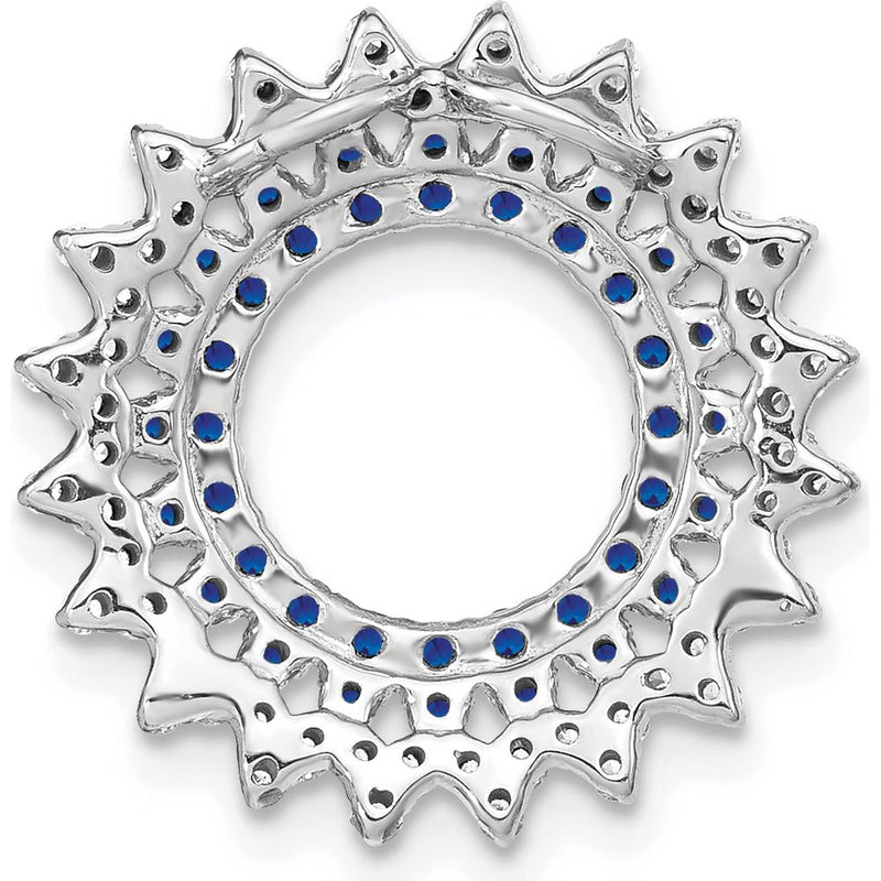 14K White Gold Sapphire and Diamond Sunburst Pendant - 0.54 Carat Total Sapphire Weight, 0.22 Carat Total Diamond Weight by Lumare Gioia