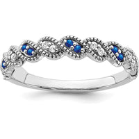 14K White Gold Sapphire and Diamond Twist Band - 0.08 Carat Total Sapphire and Diamond Weight by 0