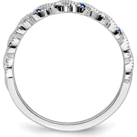 14K White Gold Sapphire and Diamond Twist Band - 0.08 Carat Total Sapphire and Diamond Weight by 0