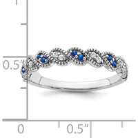 14K White Gold Sapphire and Diamond Twist Band - 0.08 Carat Total Sapphire and Diamond Weight by 0