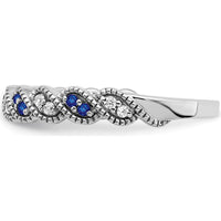 14K White Gold Sapphire and Diamond Twist Band - 0.08 Carat Total Sapphire and Diamond Weight by 0