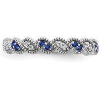 14K White Gold Sapphire and Diamond Twist Band - 0.08 Carat Total Sapphire and Diamond Weight by 0