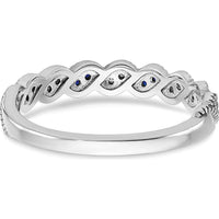 14K White Gold Sapphire and Diamond Twist Band - 0.08 Carat Total Sapphire and Diamond Weight by 0