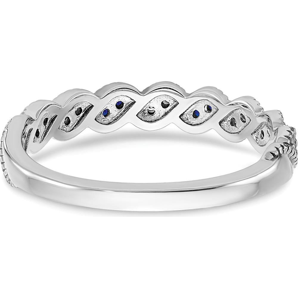 14K White Gold Sapphire and Diamond Twist Band - 0.08 Carat Total Sapphire and Diamond Weight by 0