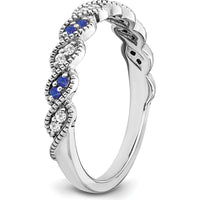 14K White Gold Sapphire and Diamond Twist Band - 0.08 Carat Total Sapphire and Diamond Weight by 0
