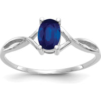 14K White Gold Sapphire Birthstone Ring with Oval Faceted Sapphire - 0.68 Carat by Oro Pregiato