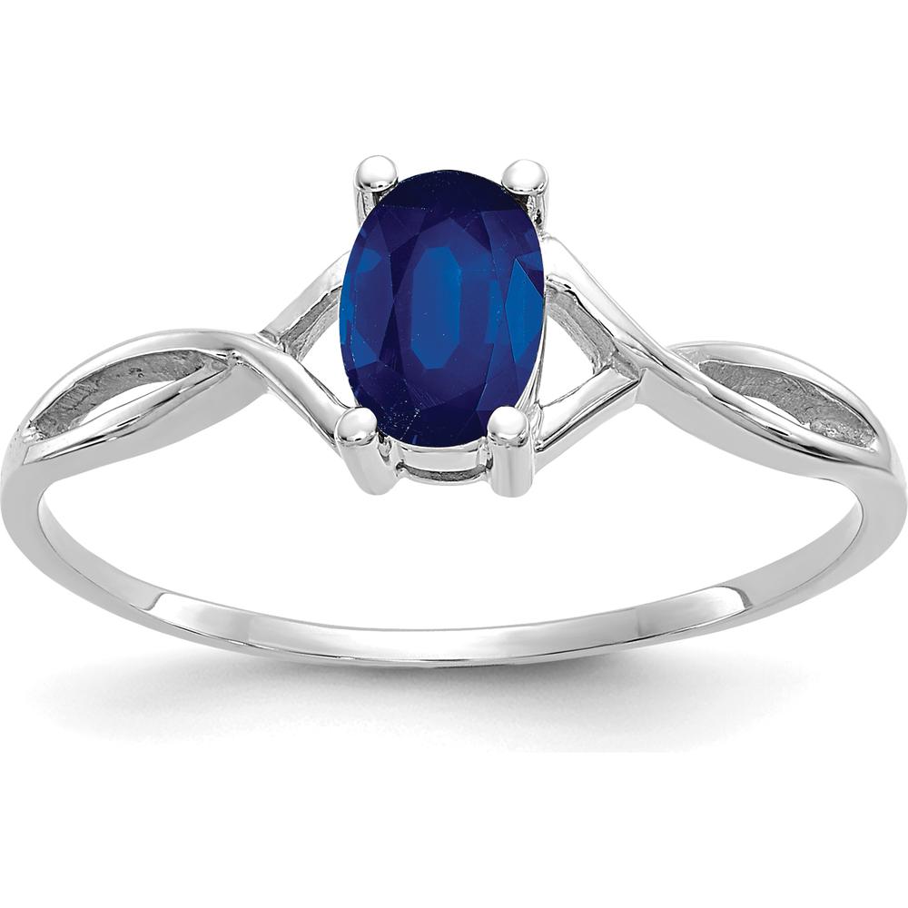 14K White Gold Sapphire Birthstone Ring with Oval Faceted Sapphire - 0.68 Carat by Oro Pregiato