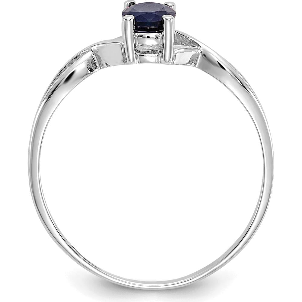 14K White Gold Sapphire Birthstone Ring with Oval Faceted Sapphire - 0.68 Carat by Oro Pregiato